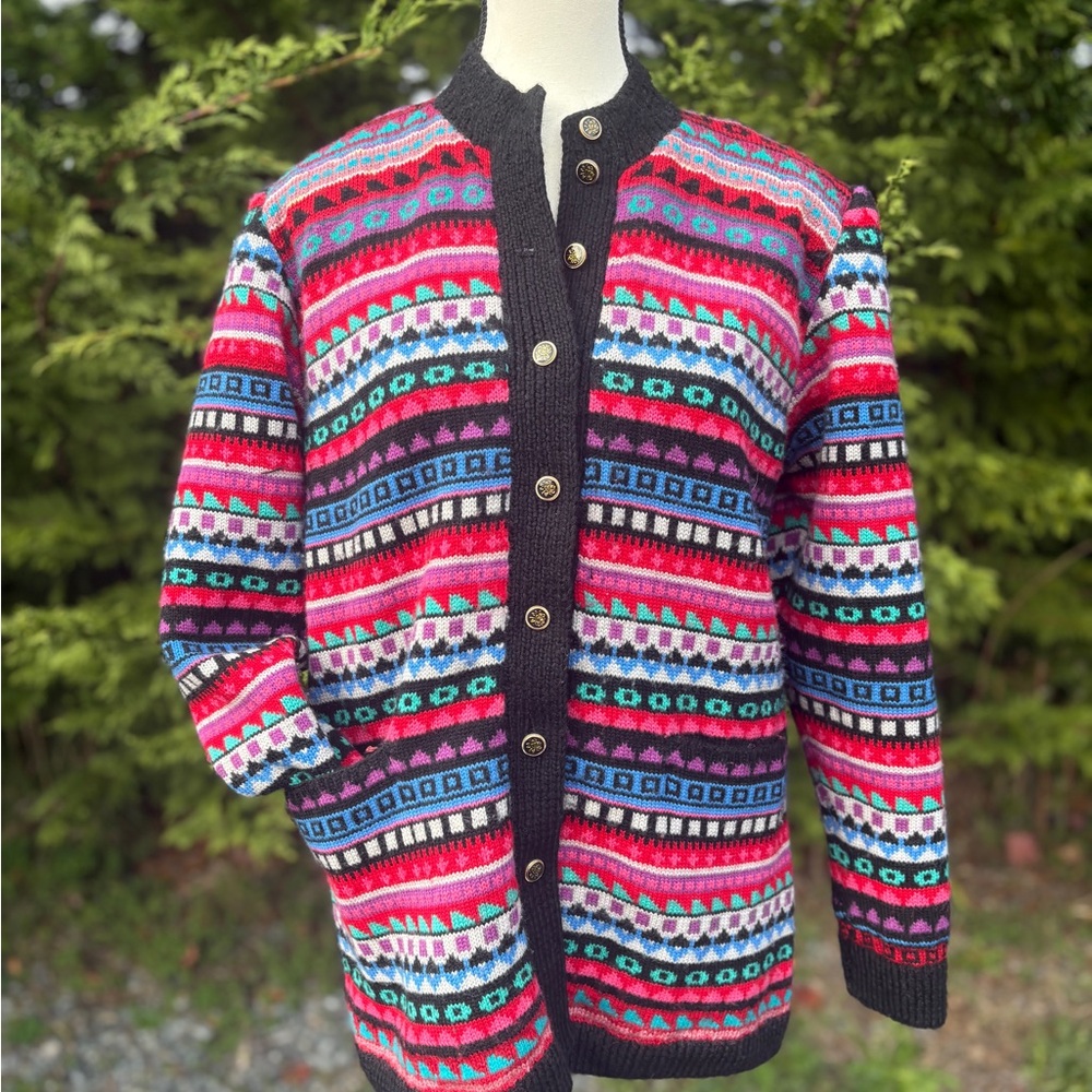 Vintage Nordic Wool Blend Cardigan – Lined – Size M/L - Picture 1 of 12
